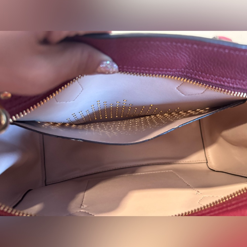 Michael Kors Burgundy Studded Satchel - Picture 7 of 7